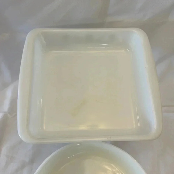 2 - Glasbake 1970s Casserole Dishes Green Daisy Milk Glass MCM Kitchen - Picture 4 of 9